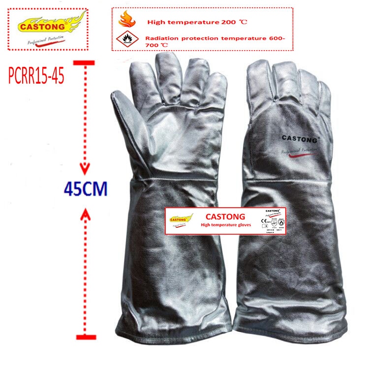 CASTONG-guantes ignífugos de alta temperatura, papel de aluminio + aislamiento de algodón, protección antiquemaduras, 200 grados