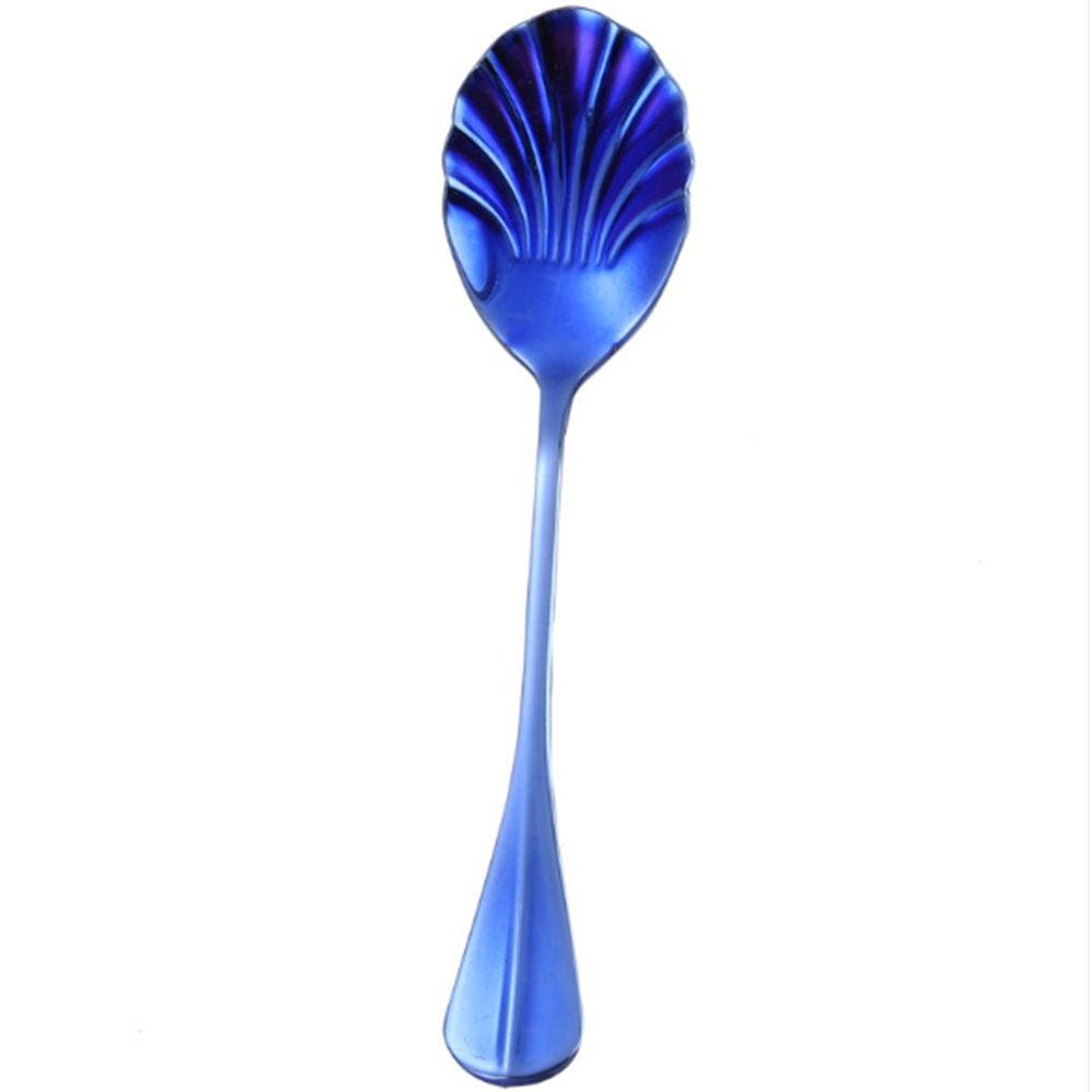 Shell Drinking Tea Spoon Economic Healthy Spoons Coffee Spoon Home Stir Dessert Ice Cream: Blue