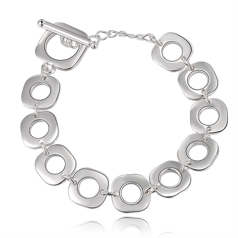 Exquisita Cadena de 10mm en color plateado para hombres y mujeres, cadena noble, pulsera de boda, abalorio de , de cumpleaños bonito para boda H091: h106