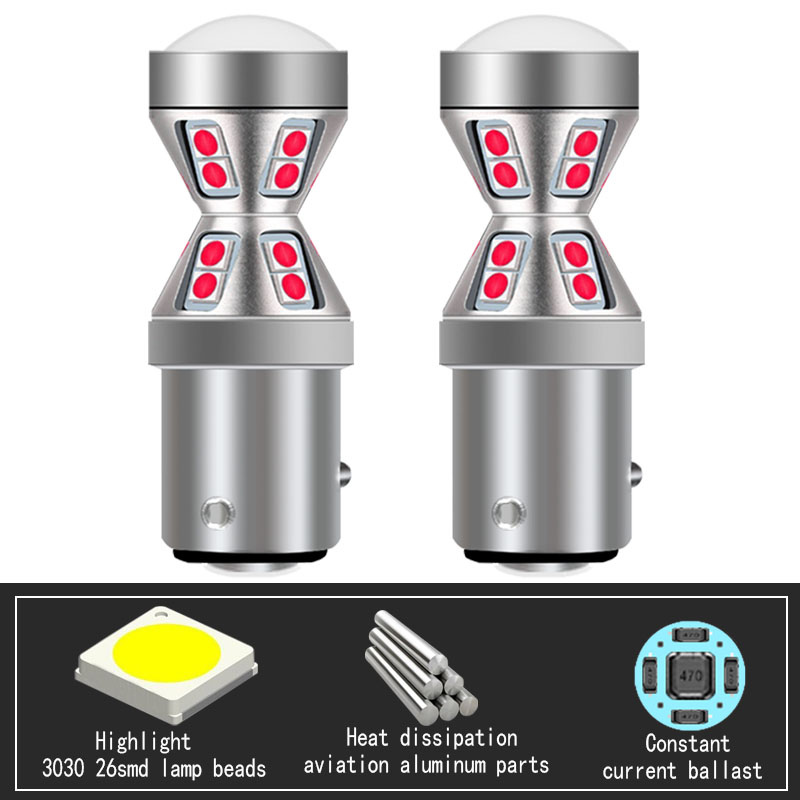 2PCS 1157 BAZ15D P21/4W Canbus Error Free LED Bulbs Super Bright Car Stop Lights Red White Brake Lights Reverse Lamps DRL DC 12V