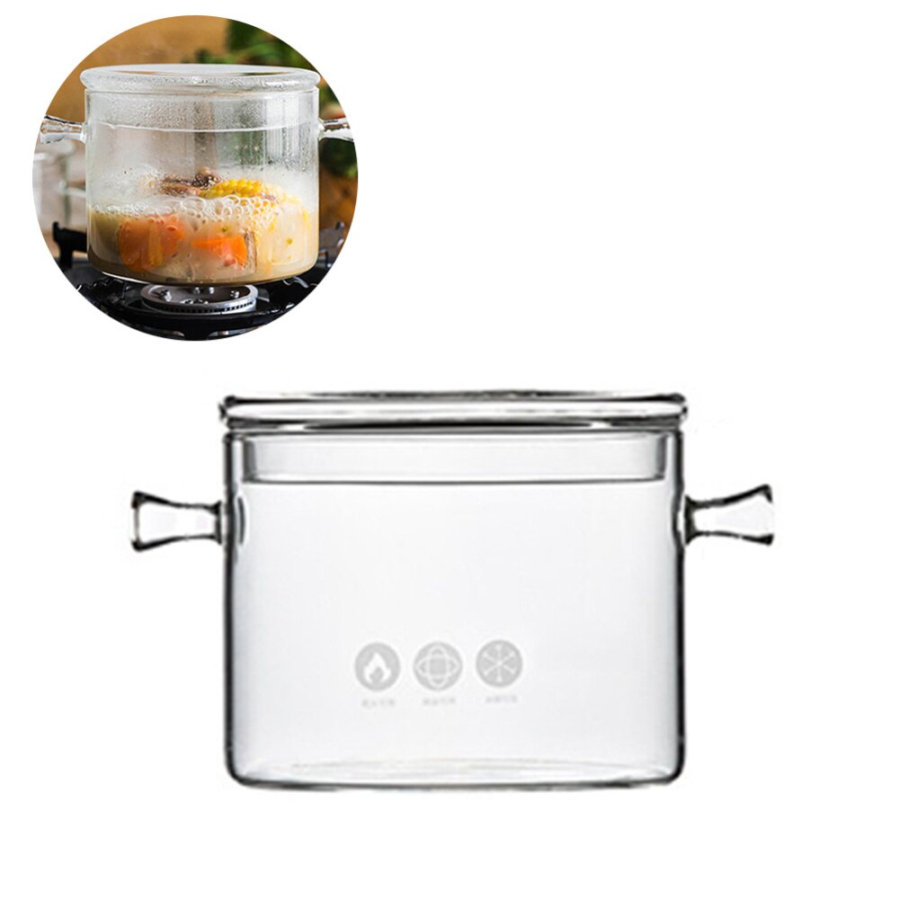 Heat Resistant Soup Pot Glass Cooking Pot Transparent Stew Pot Pan Instant Noodle Pot Noodles Bowls for Home Kitchen Restaurant: Picture 1