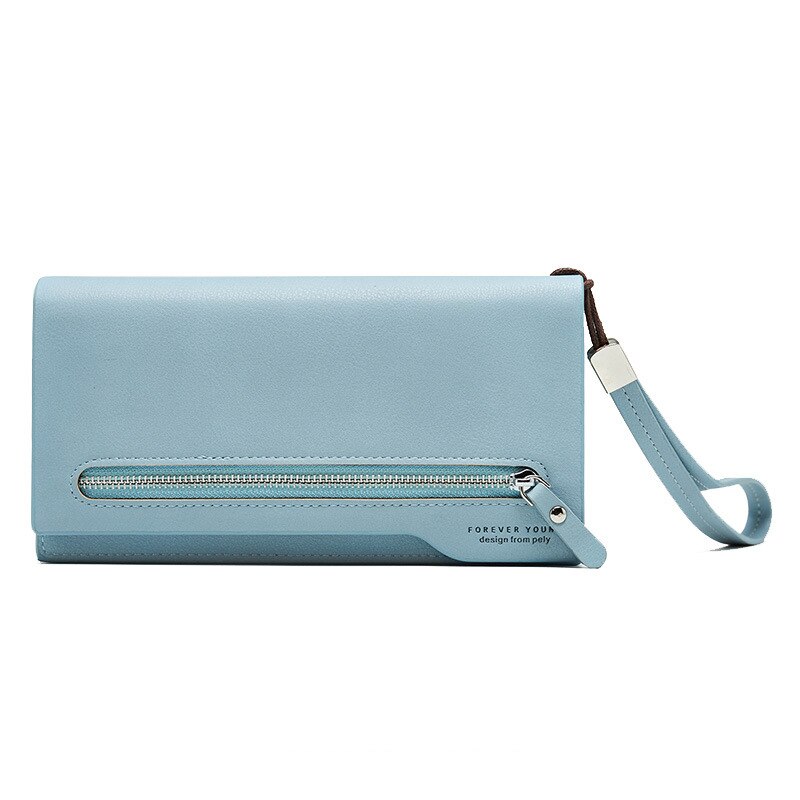 Women's Wallet Female PU Leather Wallet Lady's Clutch Leisure Purse Women Wallets Long Coin Purse Card Holders Carteras: Blue