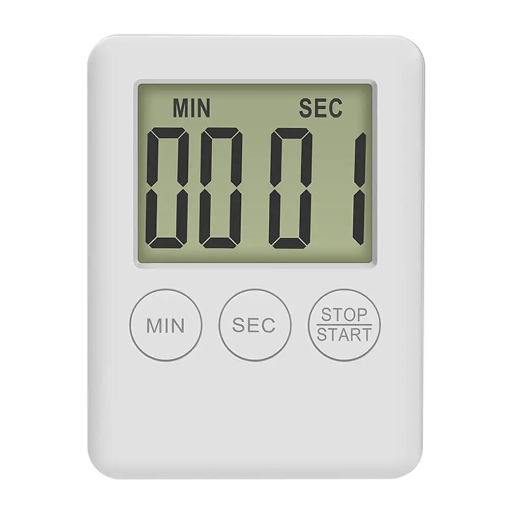 Mini LCD Display Electric Digital Kitchen Timer Loud Alarm Magnetic Backing Countdown Timer for Cooking Baking Exercise: White