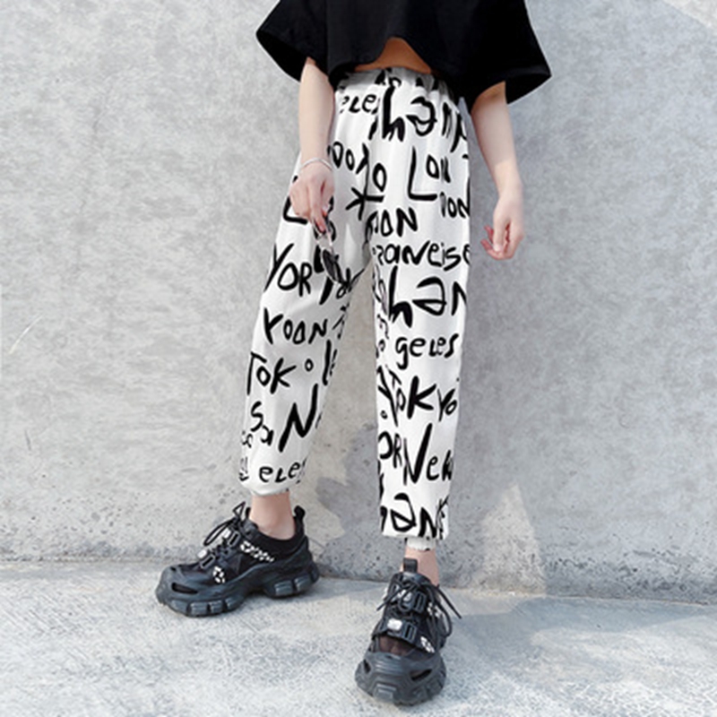 Nuovi vestiti per bambini pantaloni per ragazze pantaloni stampati con lettere stampate 3 4 5 6 7 8 9 10 11 12 13 anni pantaloni da jogging estivi per bambini