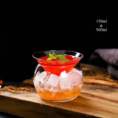 Røykfylt cocktail kopp sett kjegle + sfæriske ball glass bar hjemmefest trekantet er martini glass molekylær gastronomi beholder: 150ml og 450ml