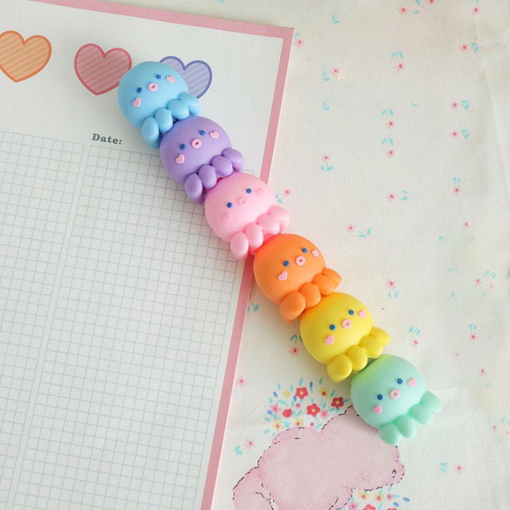 Surligneur de poulpe Kawaii, ensemble de stylos à surligneur Kawaii, pour peinture, Note, papeterie scolaire