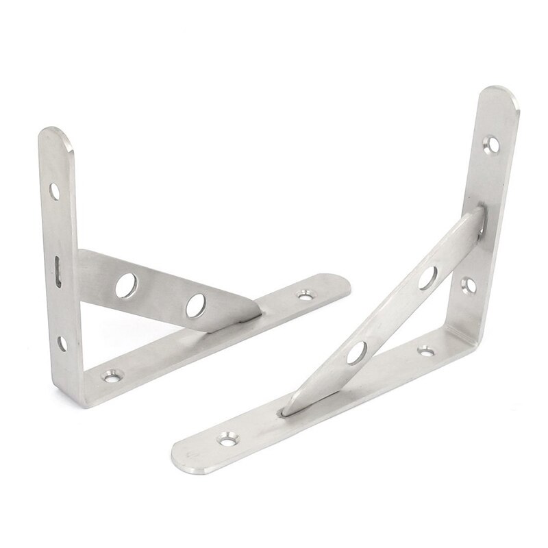 20mm Width Stainless Steel L Shaped Right Angle Shelf Brackets 2 Pcs