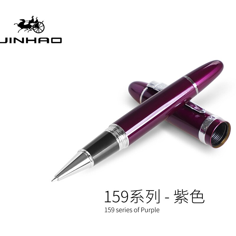 jinhao 159 Rollerball pen 0.5 MM screw cap metallic silver clip luxury pen students stationery office supplies: purple