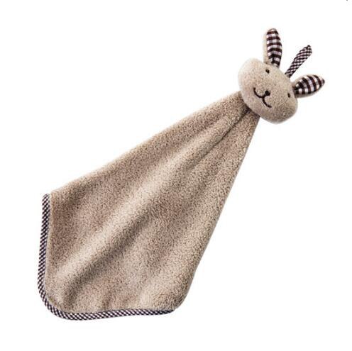 Baby Infant Coral Velvet Hand Towel Cartoon Animal Rabbit Kitchen Hanging Bath Wipe Towel Washcloths Kids Handkerchief: Coffee