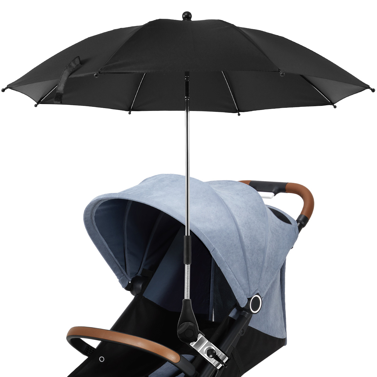 Strandkorb Regenschirm UV-Schutz Kinderwagen Regenschirm 360 ° verstellbarer Stuhl Sonnenschirm mit Klemme Sonne Regenschutz und wind dicht: Blau