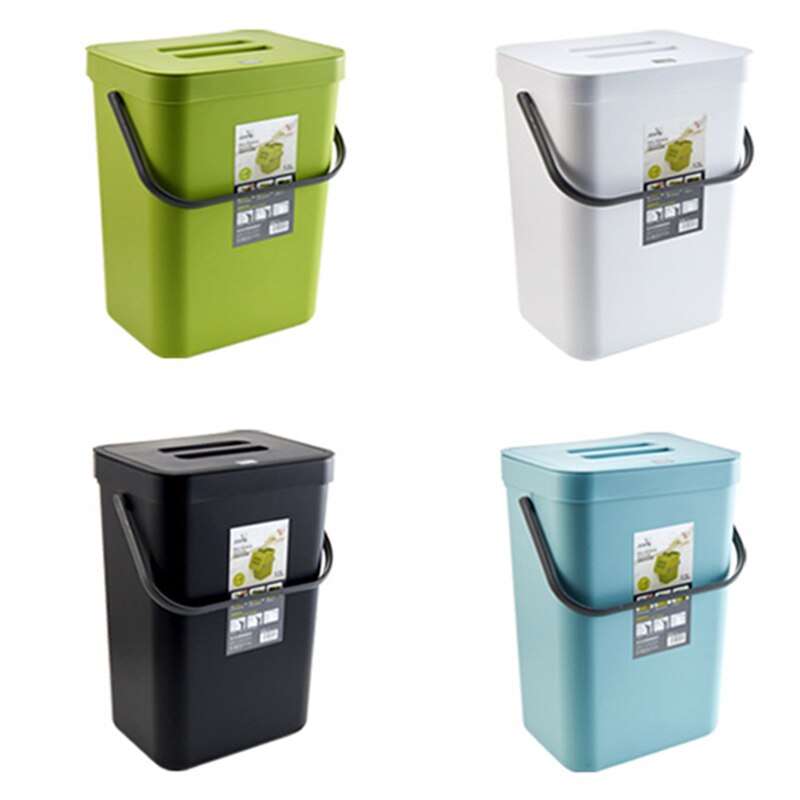 5L Trash Can With Lid Kitchen Cabinet Door Hanging Trash Can Wall-mounted Trash Can Bathroom Toilet Trash Storage Box Household
