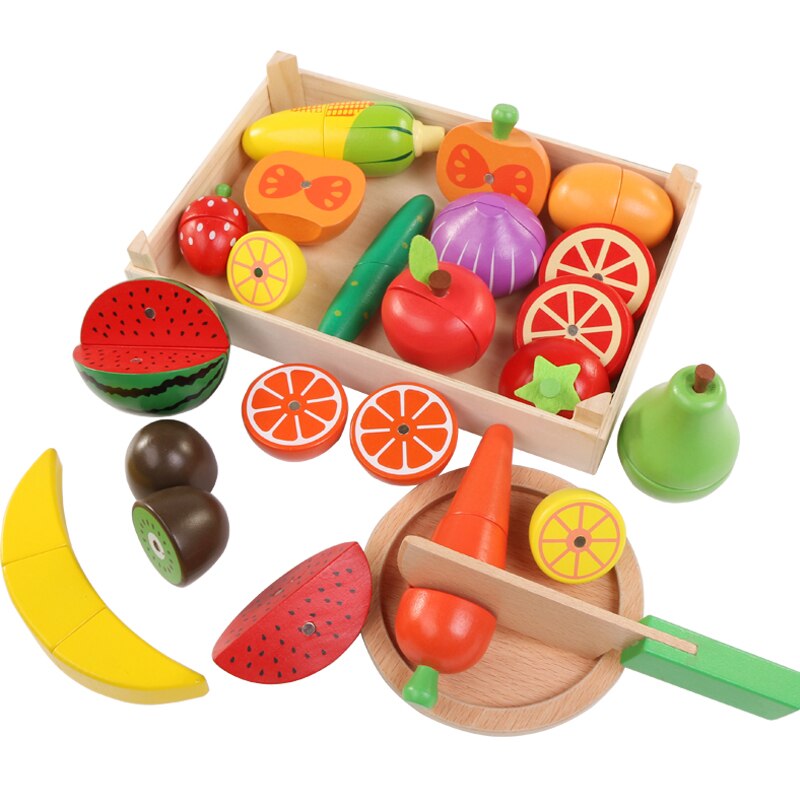 Holz Baby spielzeug Schneiden Obst Gemüse Spielen miniatur Lebensmittel freundlicher Holz Baby früer bildung echt leben cosplay küche lebensmittel spielzeug