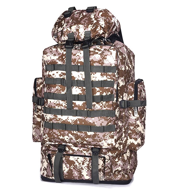 Bolsos de viaje para hombre, 75L, gran capacidad, mochila de nailon camuflada, equipaje portátil, mochila de uso diario, Bolsa de equipaje multifunción: deset digital