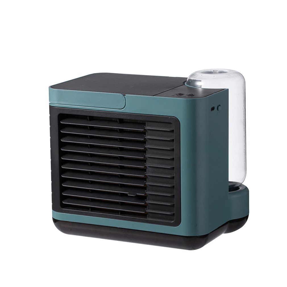 Usb Rechargeable Negative Ion Air Conditioning Fan Three Gear Wind Speed Low Noise Small Mini Water Cooling Fan: navy