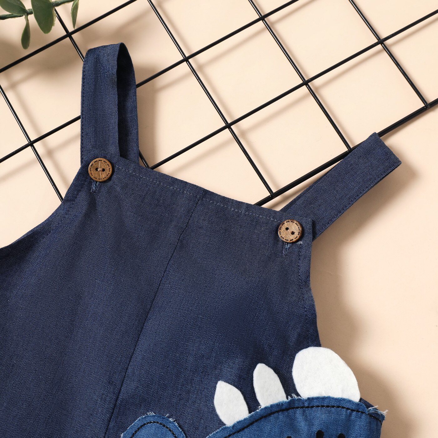 Tuta in Denim ricamato Dinosuar animale PatPat Toddler Boy