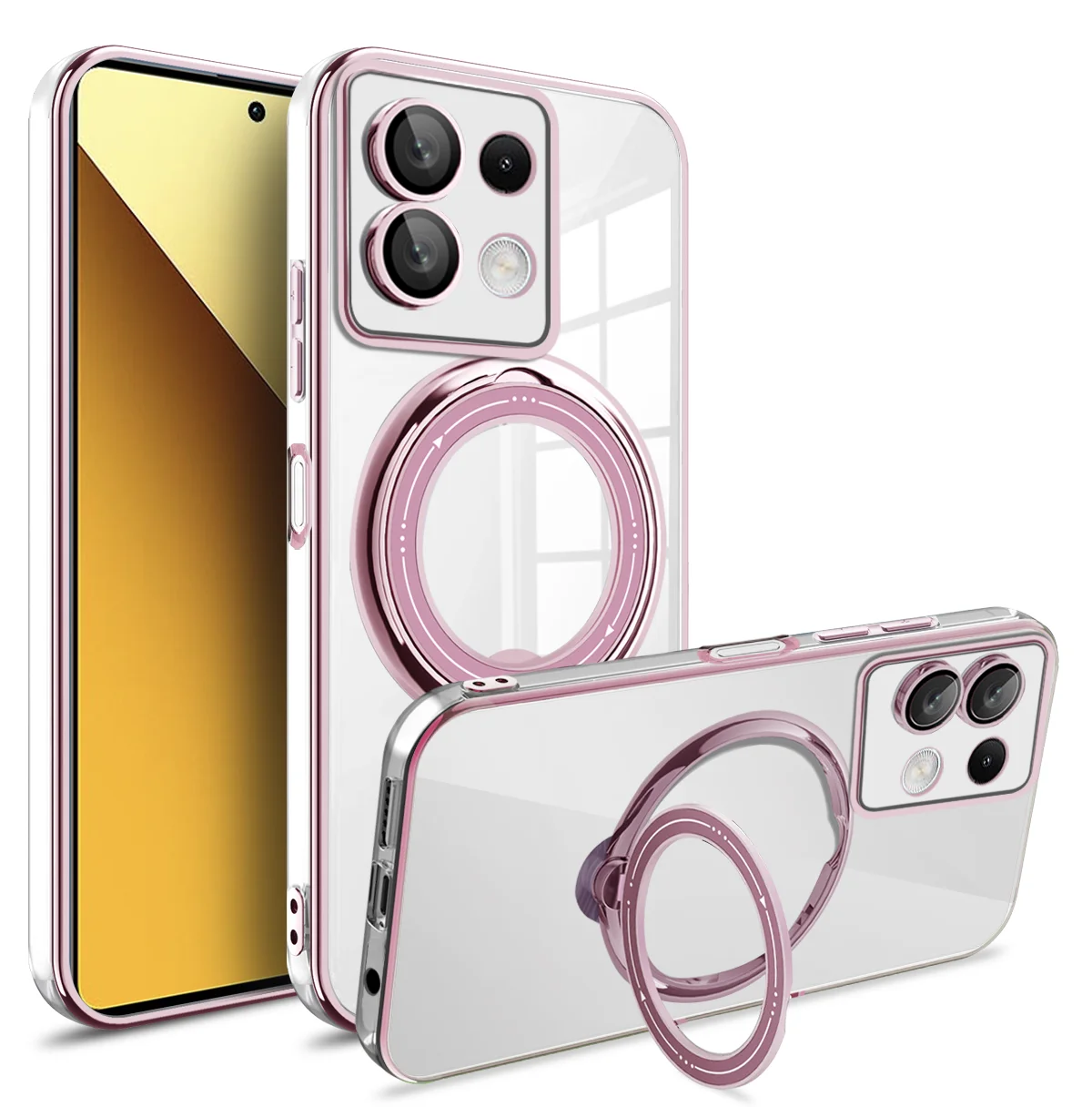 Etui til redmi note 13 pro plus 4g 5g xiaomi poco  x6 pro  x6 13t magsafe transparent ring trådløs opladning magnetisk linsecover: Aluminium / Beige