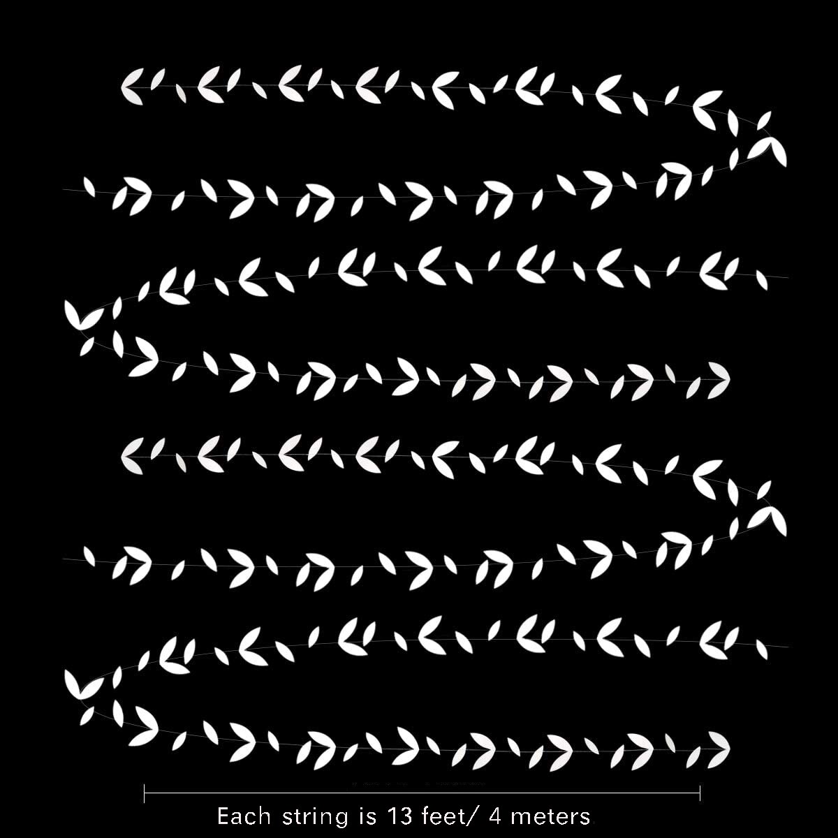 White Wedding Party Decorations Paper Leaf Garland Hanging Leaves Streamer For Bachelorette Engagement Anniversary Bridal Shower