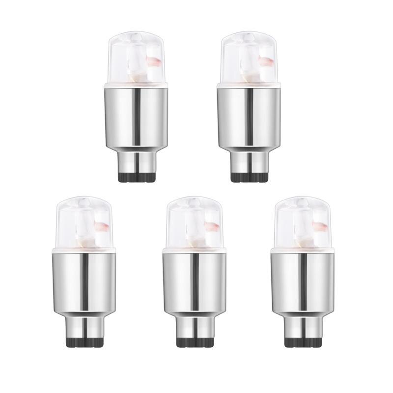 5Pcs Fiets Ventiel Licht Bike Valve Lamp Zeven Kleuren Tire Caps Led Lampen Flash Wiel Licht Voor Auto &#39;S fietsen Motoren: 5pcs Seven Colors