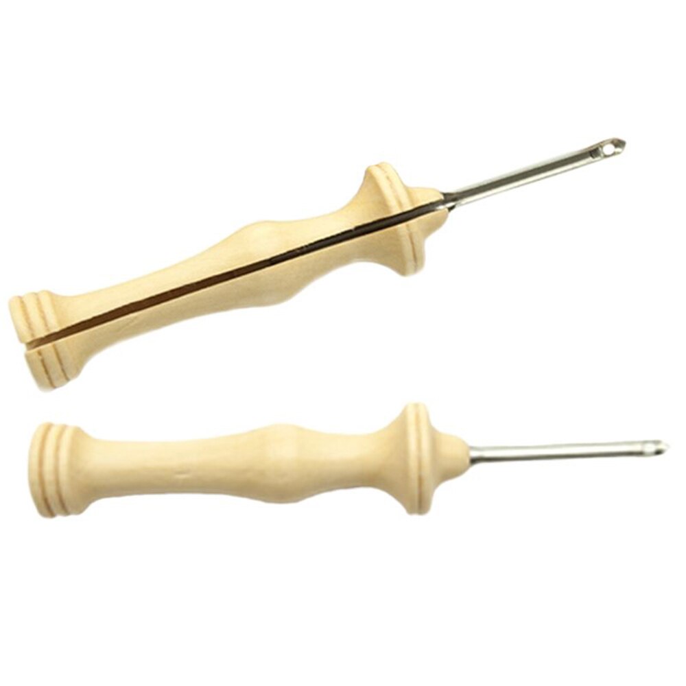 Poinçon de broderie en tricot, 2 tailles, aiguille, fente latérale, accessoires de couture, poignée en bois, outil de tissage, 1 pièce