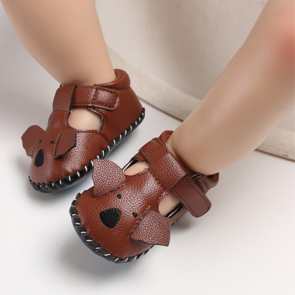 Cute Animal Bear Newborn Baby Shoes Sandals Soft Crib Sole Leather PU Toddler Girls Boys Shoes Toddler Kids Prewalker Clogs