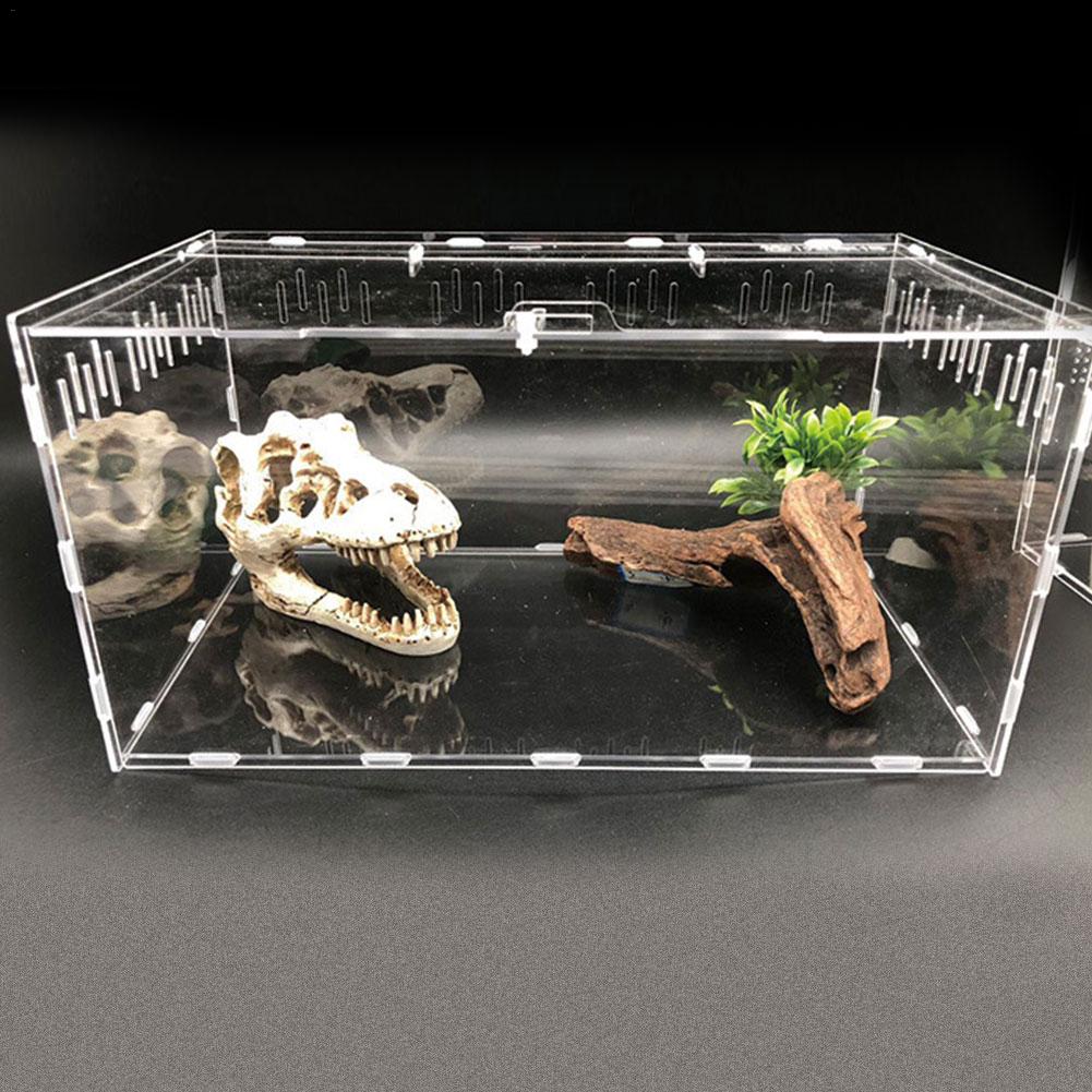 Akryl krybdyr tank insekt skildpadde firben gennemsigtig avlsboks vivarium låg krybdyr kæledyr produkt terrarium til små dyr