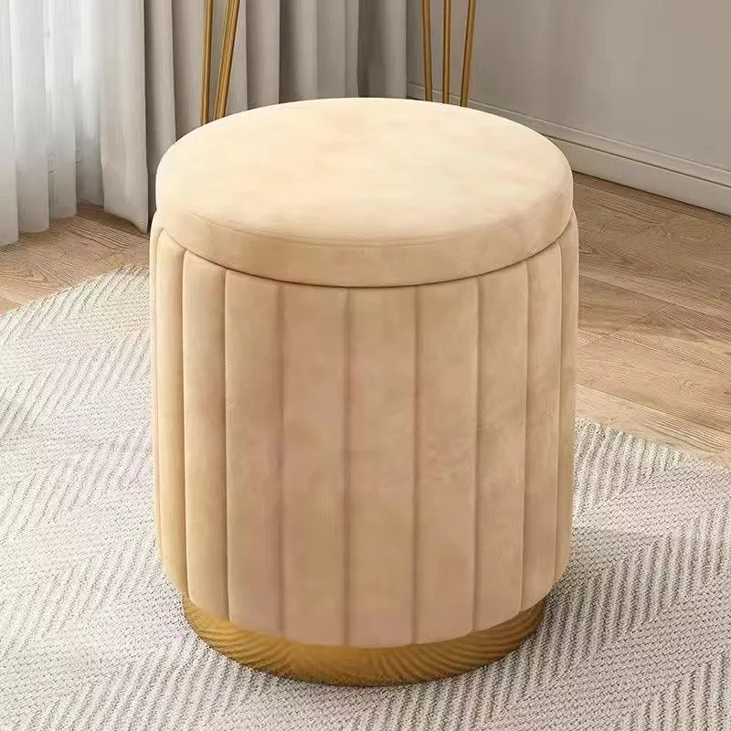Light Luxury Round Makeup Stools Stools Chairs Bedrooms Sofas Side Stools Dressing Stool Vanity Chairs Storage Bench: Orange
