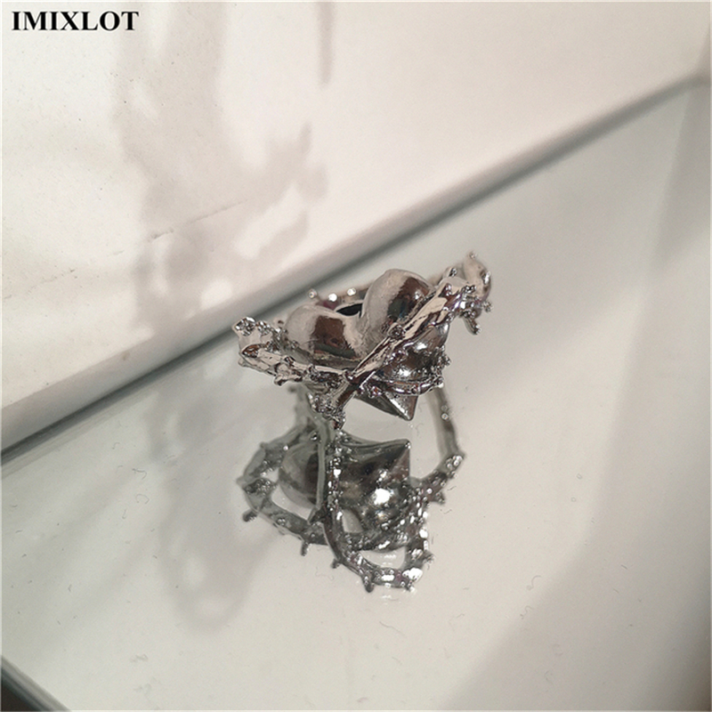 Kpop gotisch Ästhetische Metall Dornen Liebe Herz Punk Offenen Ring Für Frauen Mädchen Jahrgang-Schmuck Y2K EMO Grunge Zubehör