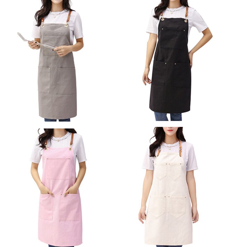 Barber Apron Canvas Hanging Neck Apron Unisex Kitchen Pinafore Hotel Restaurant Cafe Barber Shop Bakery Shop Waiter Work Uniform