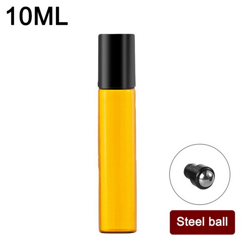 2ml, 3ml, 5ml, 10ml, bouteille en verre brun, cristal mince, petite bouteille de parfum d'huile brune, bouteille d'échantillon d'essai: 10ml steel ball