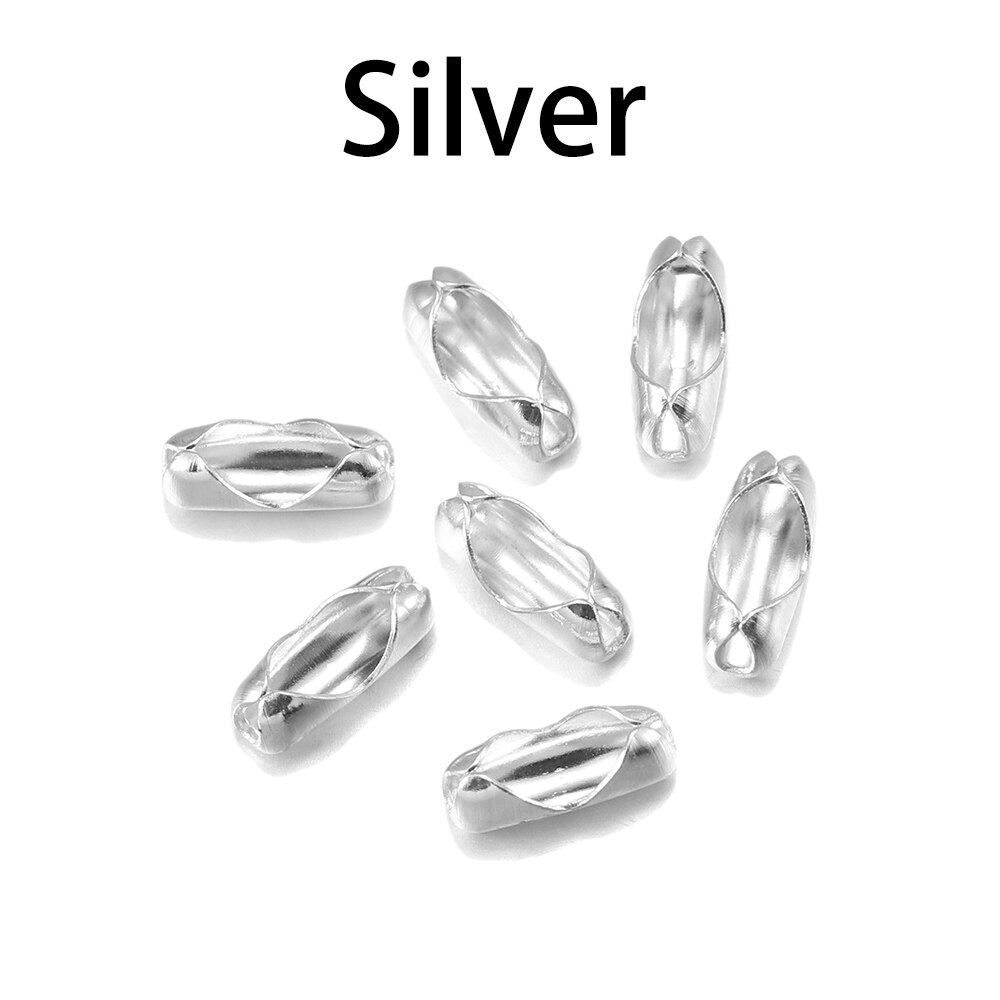 200pcs/lot Diameter 1.5/2/2.4/3.2 mm Ball Chain Connectors Clasps Connectors For DIY Jewelry Findings Making Supplie: 2.4mm / Silver