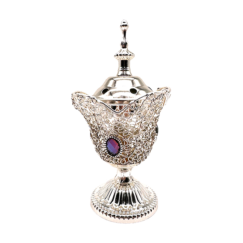 Metall innendørs brenner fra midtøsten kirke elektrisk røkelseskar metallbrenner vintage sandeltrebrenner (eu-plugg)