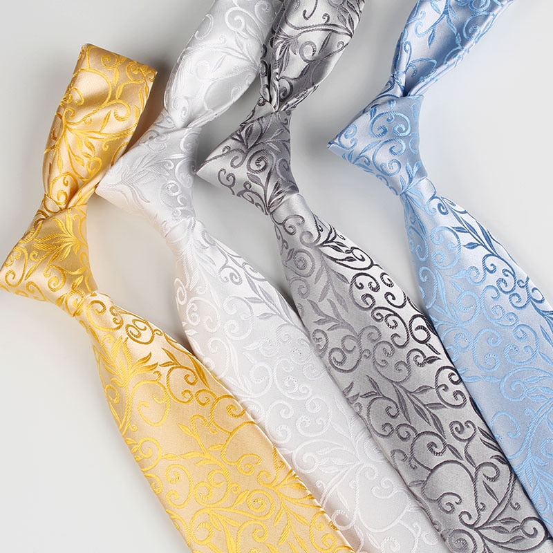 Klassiska jacquard 8cm slipsar för män rött vitt g... – Grandado