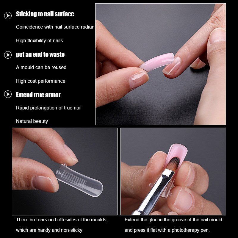 100Pcstransparent Nail Capsule Herbruikbare Nail Extention Model Transparant Quick Verlengen Nail Mold Voor Manicure Wd