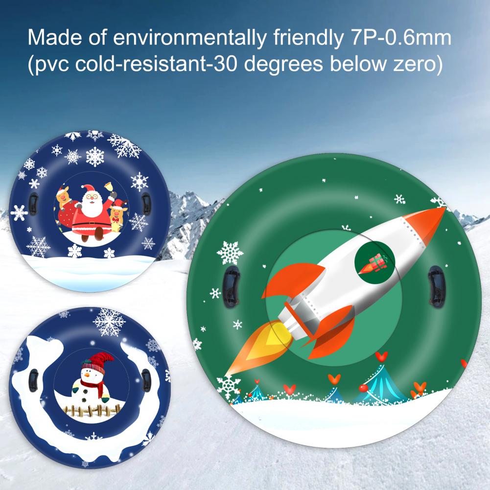 55% Inflatable Snow Sled Reusable PVC Xmas Snowman Sledding Tube for Family