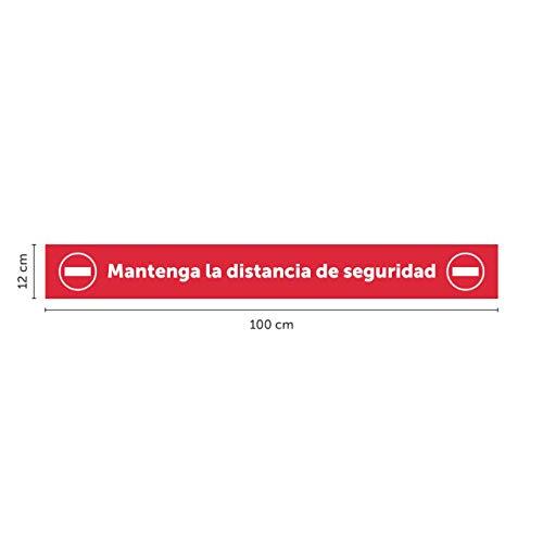 Pack De 4 Unidades De Vinilo Para Distancia De Seguridad | Medidas 100X12 Cm | Con Textura Antideslizante para Suelo |