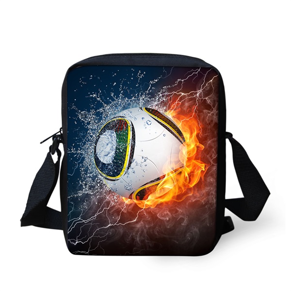 Instantarts cool 3d fire and ice voetbalprint jongens meisjes schooltassen kleuterschool student mini boekentas kinderen messenger bag: H231e