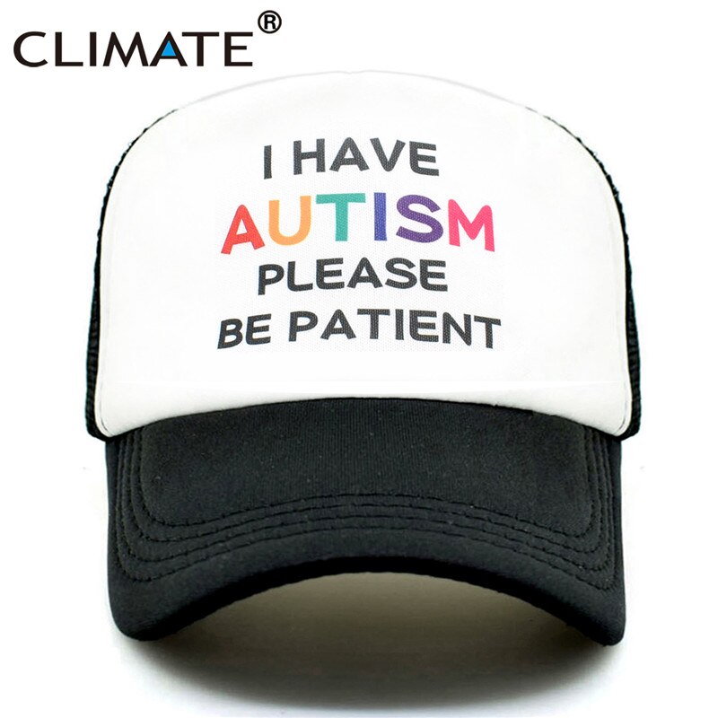 CLIMATE Autism Cap Please Be Patient I Have Autism Trucker Cap Autistic The Good Doctor Shaun Murphy Child Pattern Mesh Cap Caps: Black / kid 52to55cm Head