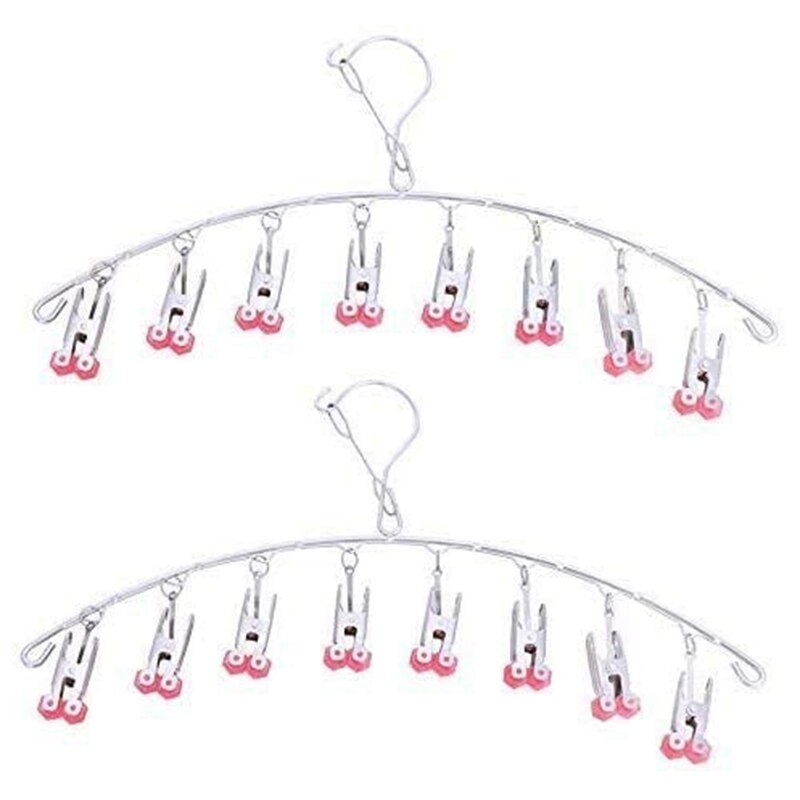 Stainless Steel Drying Hanger, Drip Hanger with 8 Clips For, Quickly Removes Clothes From Hanger: Silver   Red