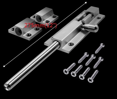 6/12" 304 Stainless Steel Cast Slide door latch barrel bolt: 12 Inches