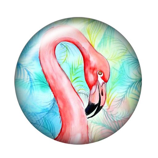 DB0570 Flamingo Vögel trendy 18mm snap tasten 10 stücke mischte runde foto glas cabochon stil für druckknopf schmuck: DB0570-G