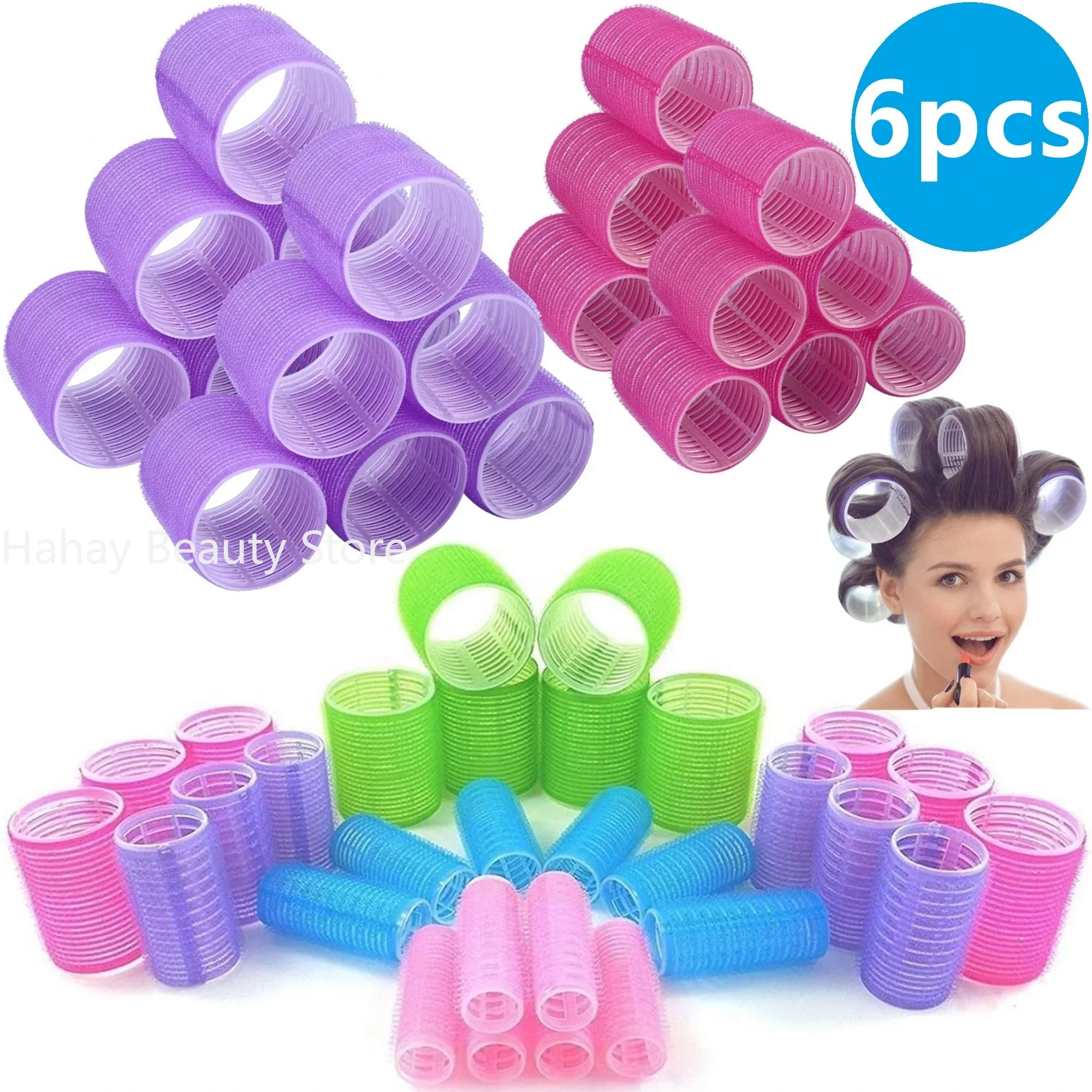 Juego de rodillos para el cabello con gancho de agarre automático de tamaño gigante, rizador de pelo sin calor, rizadores de peluquería, rodillo de espuma Cabello
