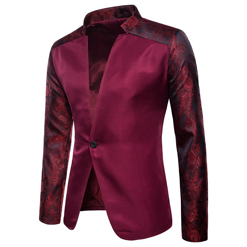 Hülse-einsatz kragen anzug, Bar bankett Party, hochzeit, schlicht herren anzug jacke: Burgund / L