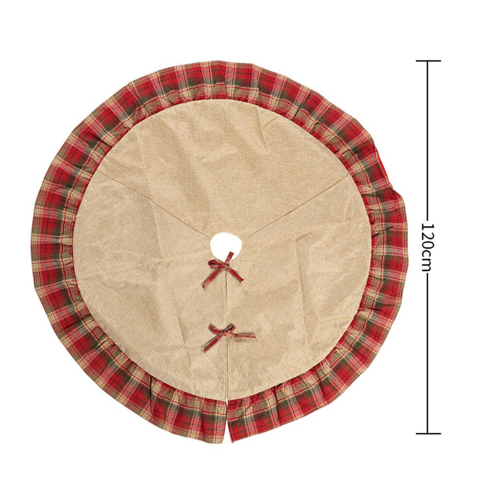120cm runde juletræ nederdel plaid trim juletræ nederdele dække gulvmåtte tæppe juledekorationer træ nederdele