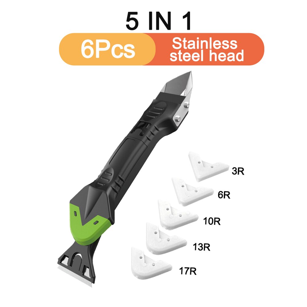 3 In 1 Silicone Sealant Remover Tool Scraper Caulk Mould Smooth Peel Finisher Scraper Grout Removal Useful Hand Tool Kit Set: 6Pcs 5 In 1