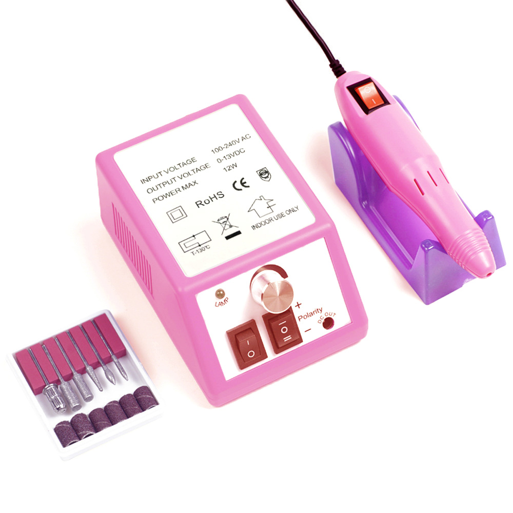 20000 rpm elektrisk neglebormaskin manikyr negleborsett pedikyrslipeutstyr freserfil venstrehåndsverktøy: Rosa