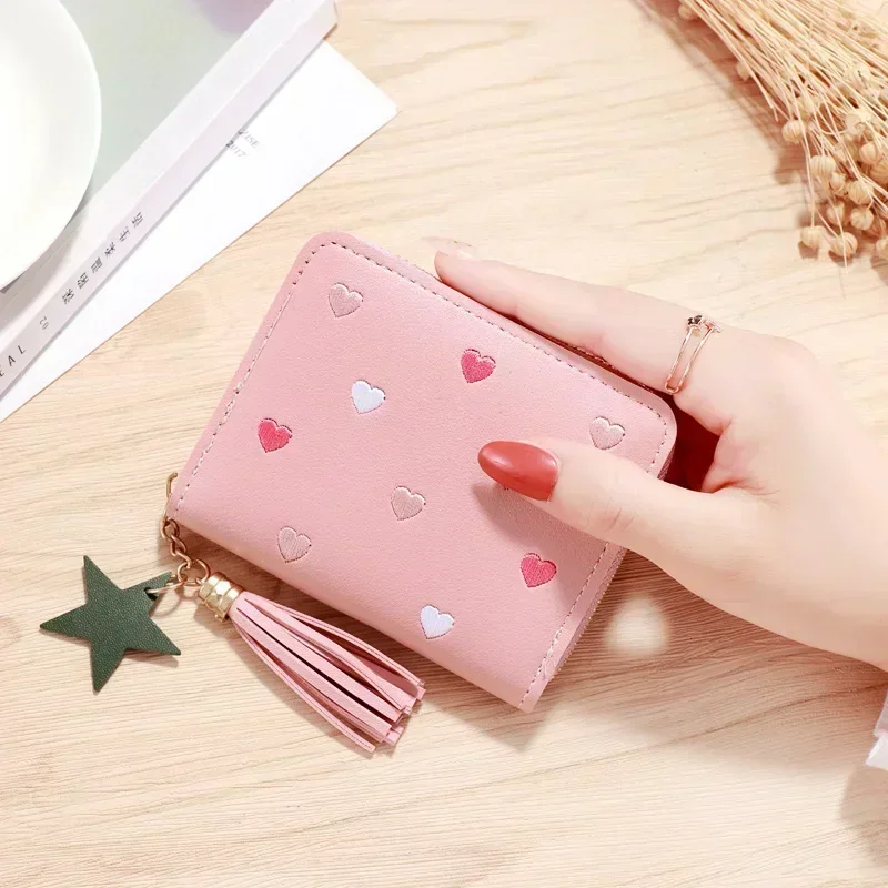 Women Small Coin Wallet Ladies Mini Tassel Wallet Cute Girl Short Purse Bags Zipper Lovely Leather Coin Purse Lady Hand Wallet