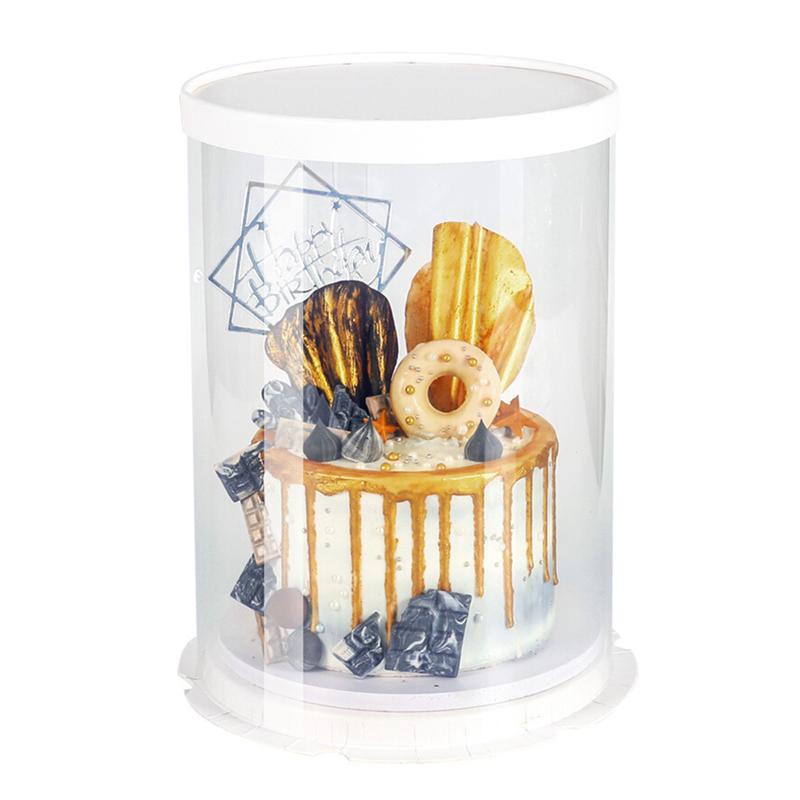 Transparante Ronde Taartdoos Dessert Verpakking Dozen Stofdicht Opbergdoos Organizer Verjaardag Bruiloft Cadeau Cajas De Regalo: WHITE / Single layer 8inch