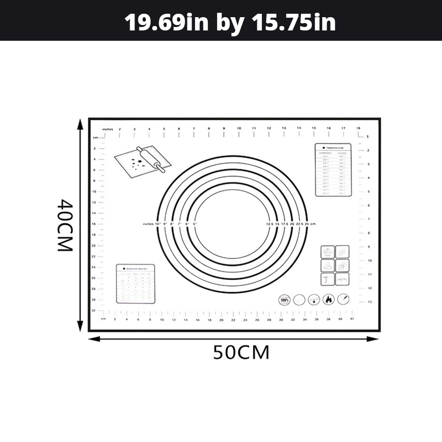 Extra Large 32"x24" Silicone Baking Mat - Non-Stick Non-Skid Pastry Mat with Measurements by Leeseph (Red &amp; Black): Black 50x40cm