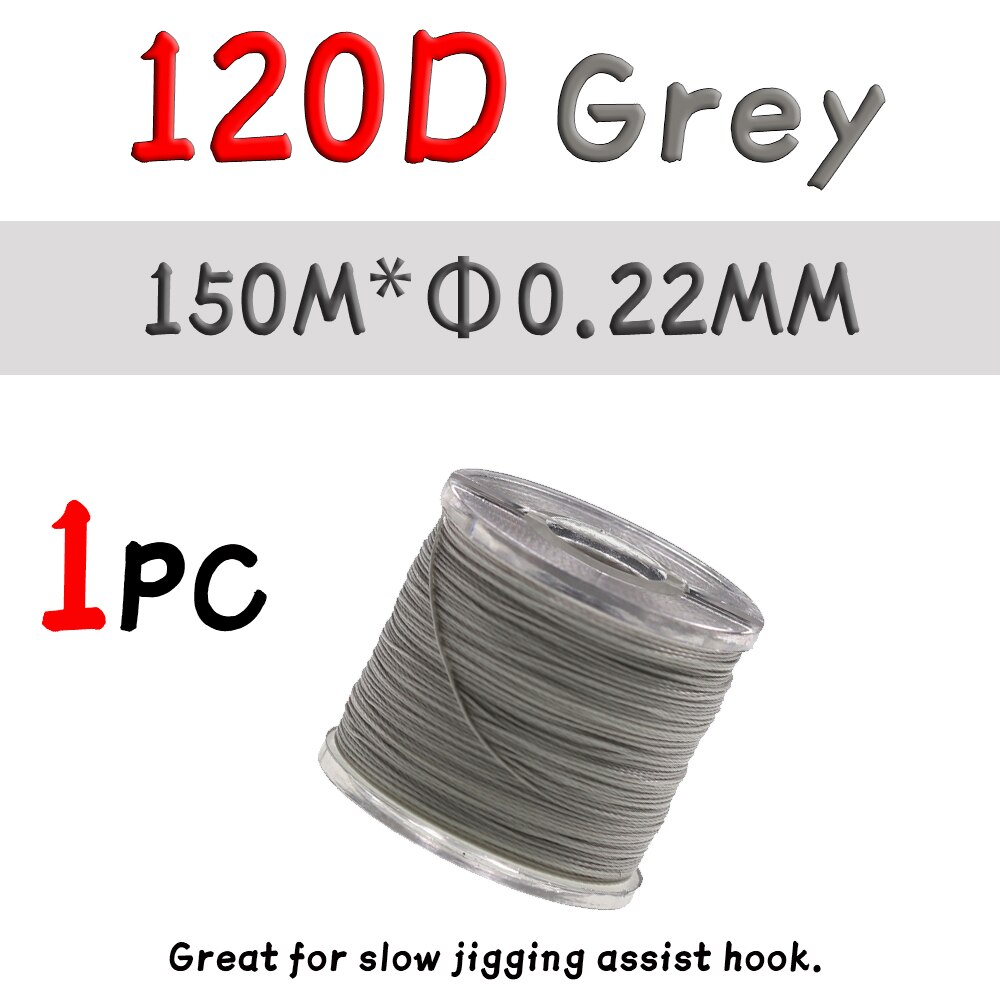 WIFREO 150D słonowodne wędkowanie spowolnienie Assist Jigging haki wiążące nici ręcznie dzianinowe nici Fishing Lure wiązanie muchowe Gear Tackle: 120D Grey