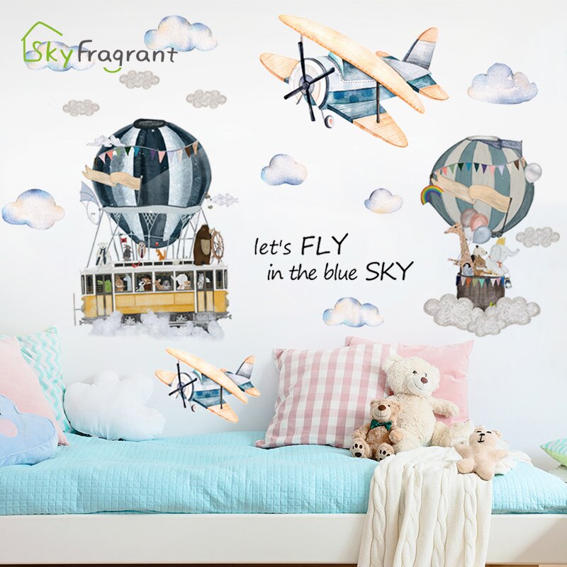 Stor tegneserie luftballon wallsticker fly klistermærker selvklæbende børneværelse dekoration boligindretning baby soveværelse indretning